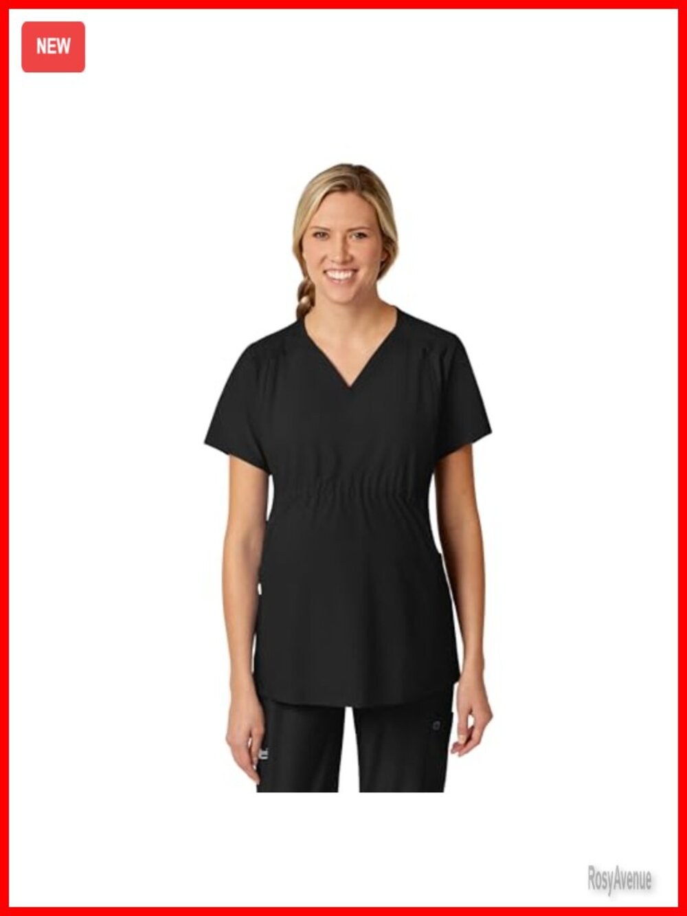 Maternity V-Neck Scrub Top 4-Way Stretch Nursing Zip Medical Uniform